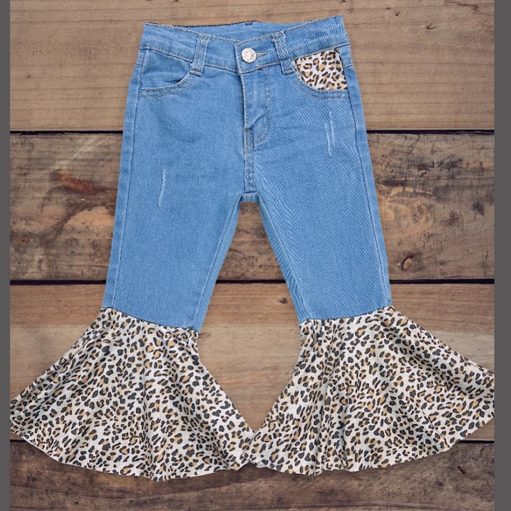 Baby cheetah bell bottoms